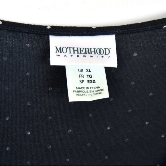 Motherhood Maternity Black Long Sleeve Polka Dot Tie Wrap Midi Dress Sz XL - Picture 5 of 6